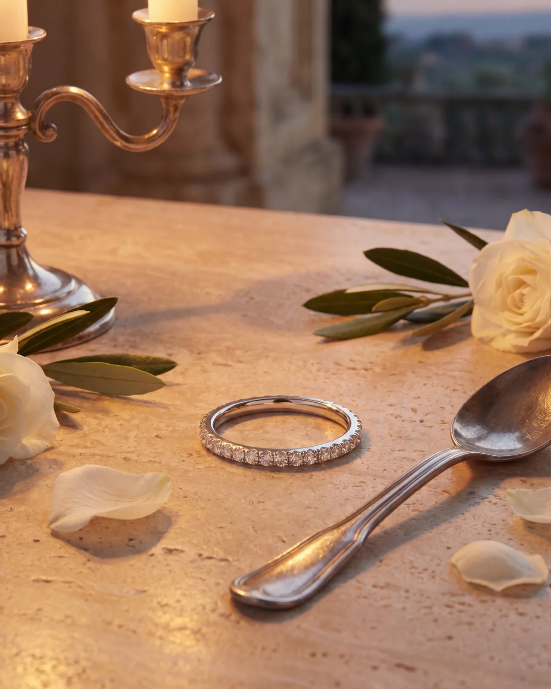 Clear Zircon Stone Band Ring, Stainless Steel — Mar Rosa