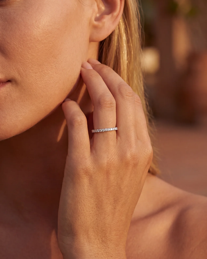 Clear Zircon Stone Band Ring, Stainless Steel — Mar Rosa