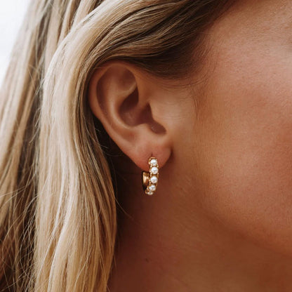 Mother-of-Pearl Half-Hoop Earrings, 18 mm