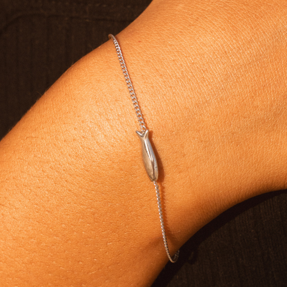 Fish Charm Chain Bracelet, 15 cm, Steel