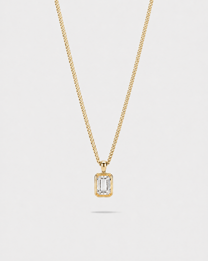 Men’s 1 Carat Lab-Grown Moissanite Pendant Necklace, 18K Gold-Plated