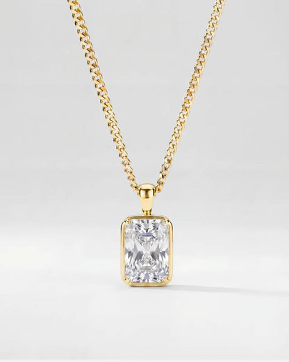 Men’s 2 Carat Lab-Grown Moissanite Pendant Necklace, 18K Gold-Plated