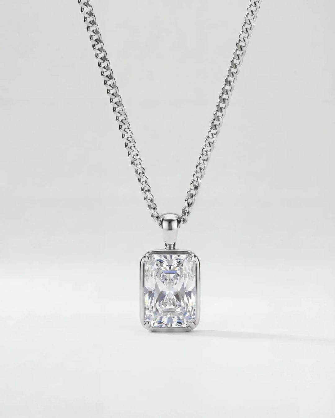 Men’s 2 Carat Lab-Grown Moissanite Pendant Necklace, 925 Silver