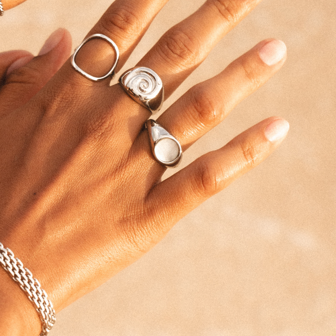 Round Mother-of-Pearl Signet Ring