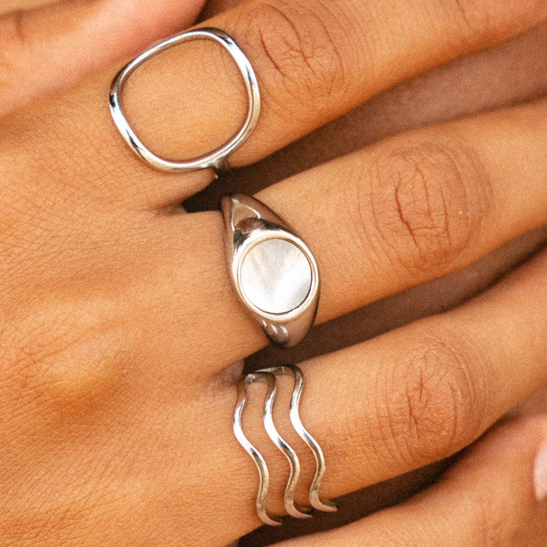 Round Mother-of-Pearl Signet Ring