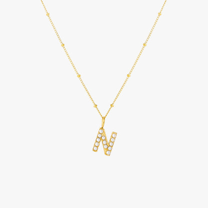 Mother-of-Pearl Initial Necklace, A–Z