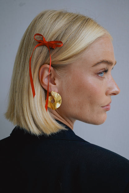Ridged Spiral Statement Earrings — Iris