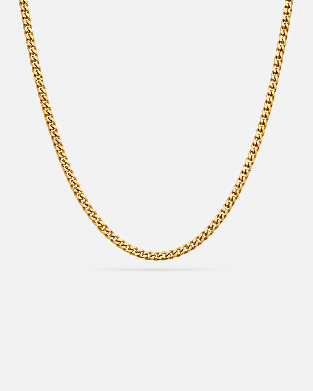 Men’s Matte Gold-Tone Stainless Steel Cuban Chain Necklace, 3 mm — Nocturno