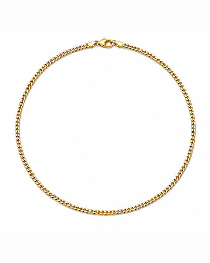 Men’s Matte Gold-Tone Stainless Steel Cuban Chain Necklace, 3 mm — Nocturno