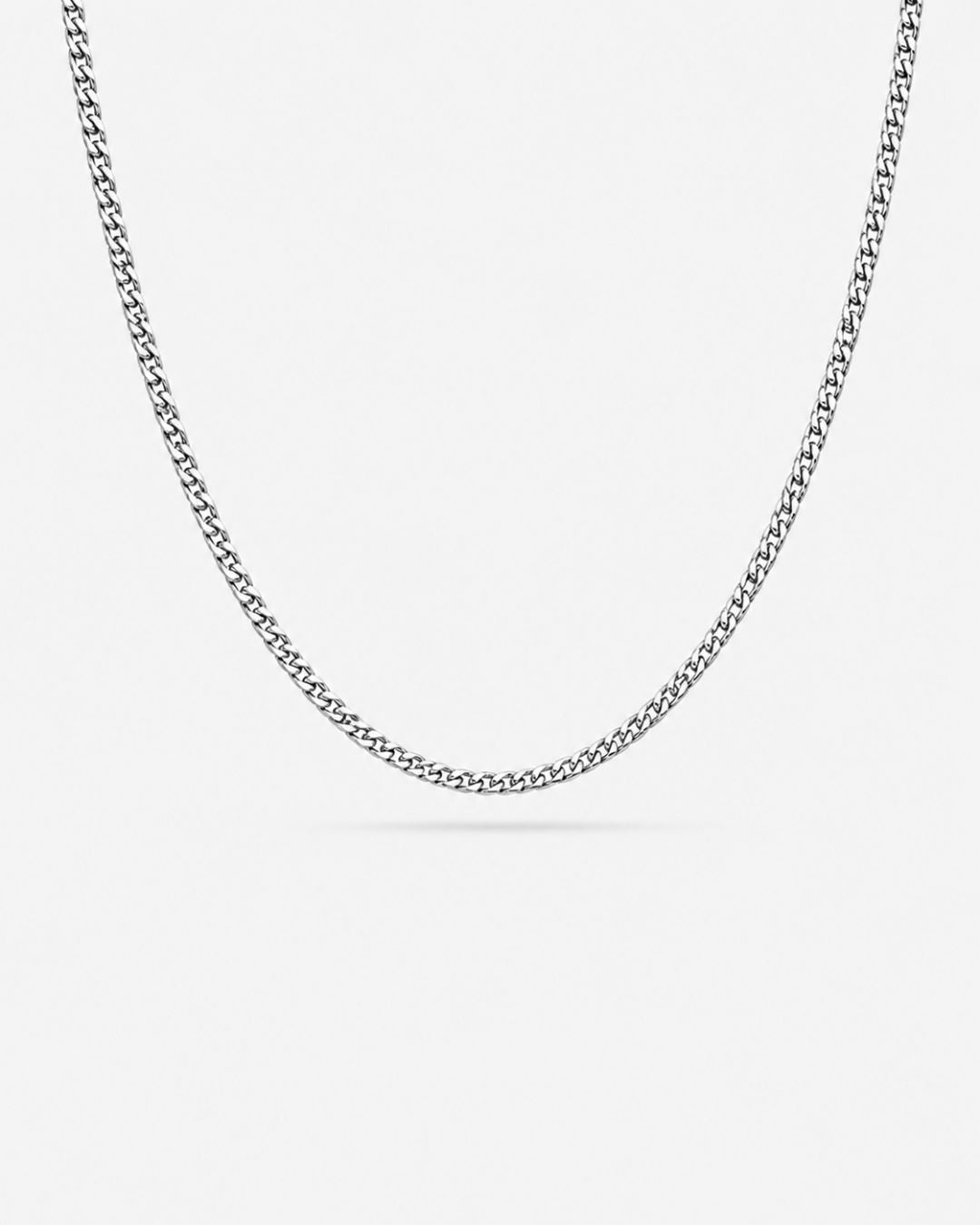 Men’s Cuban Chain Necklace, 3 mm, Silver-Tone Steel — Nocturno