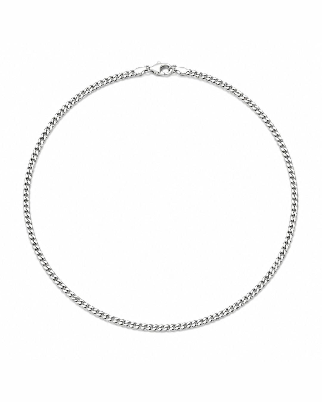 Men’s Cuban Chain Necklace, 3 mm, Silver-Tone Steel — Nocturno