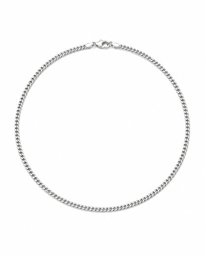 Men’s Cuban Chain Necklace, 3 mm, Silver-Tone Steel — Nocturno