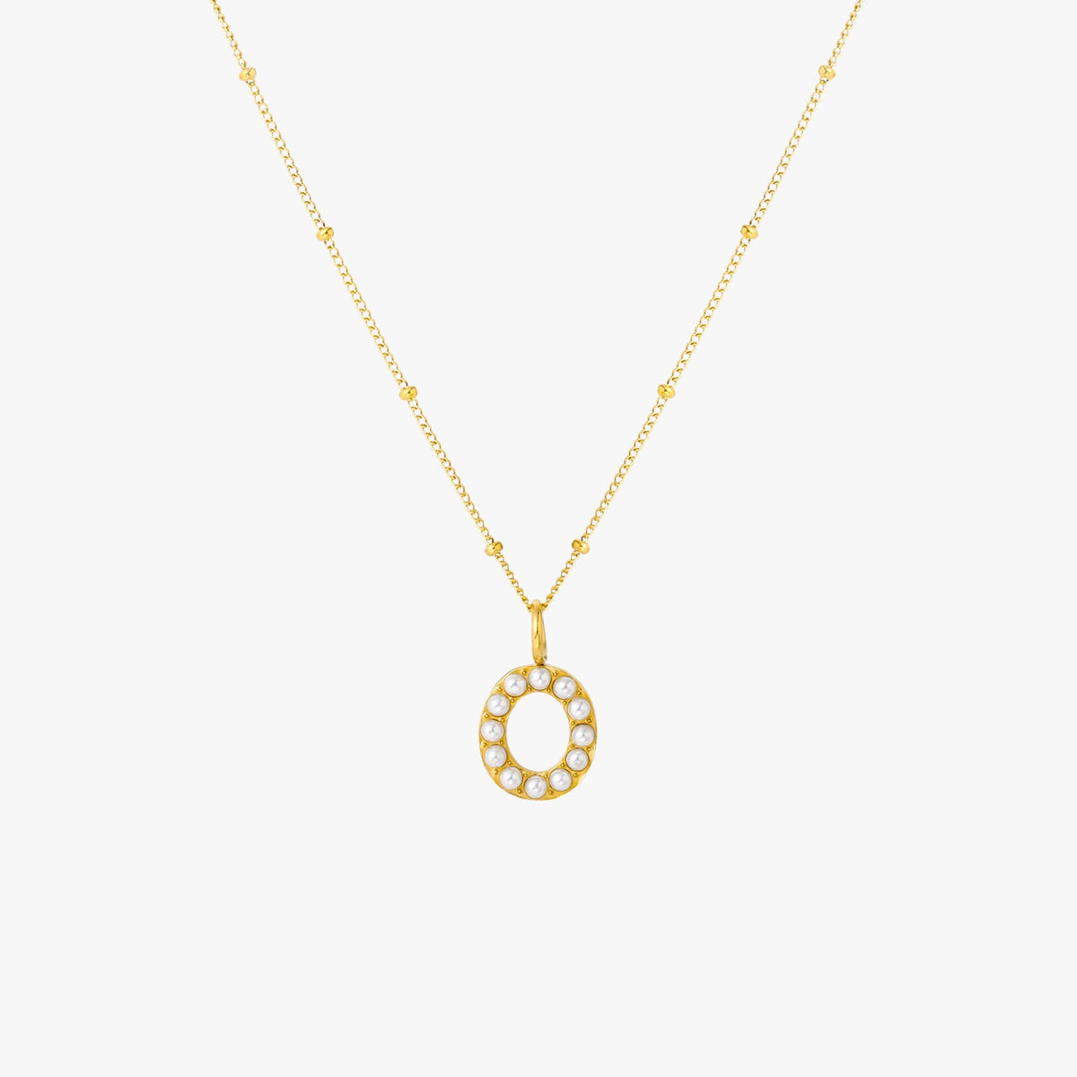 Mother-of-Pearl Initial Necklace, A–Z