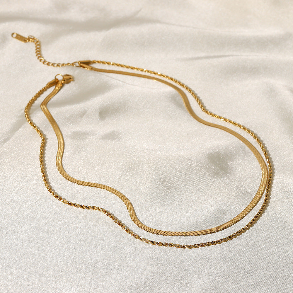Flat Chain Layered Necklace — Hailey