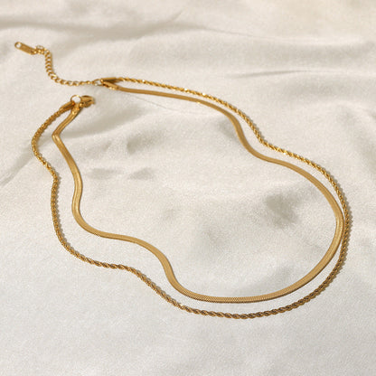 Flat Chain Layered Necklace — Hailey