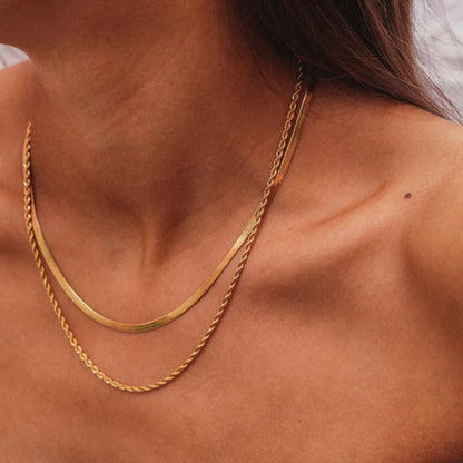 Flat Chain Layered Necklace — Hailey
