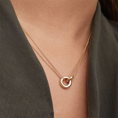 Double Chain Ring Pendant Necklace — Harper