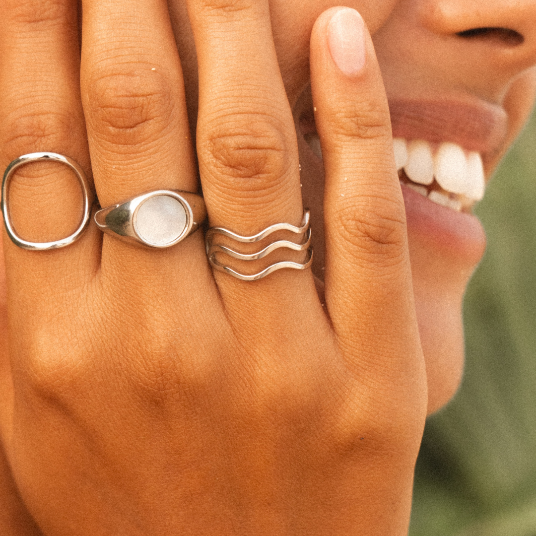 Triple Wave Band Ring — Ocean