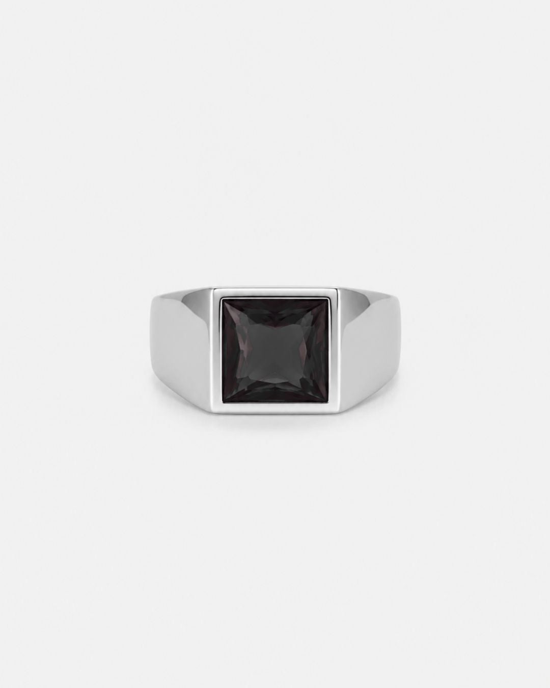 Men’s Black Zirconia Square Signet Ring, Silver-Tone