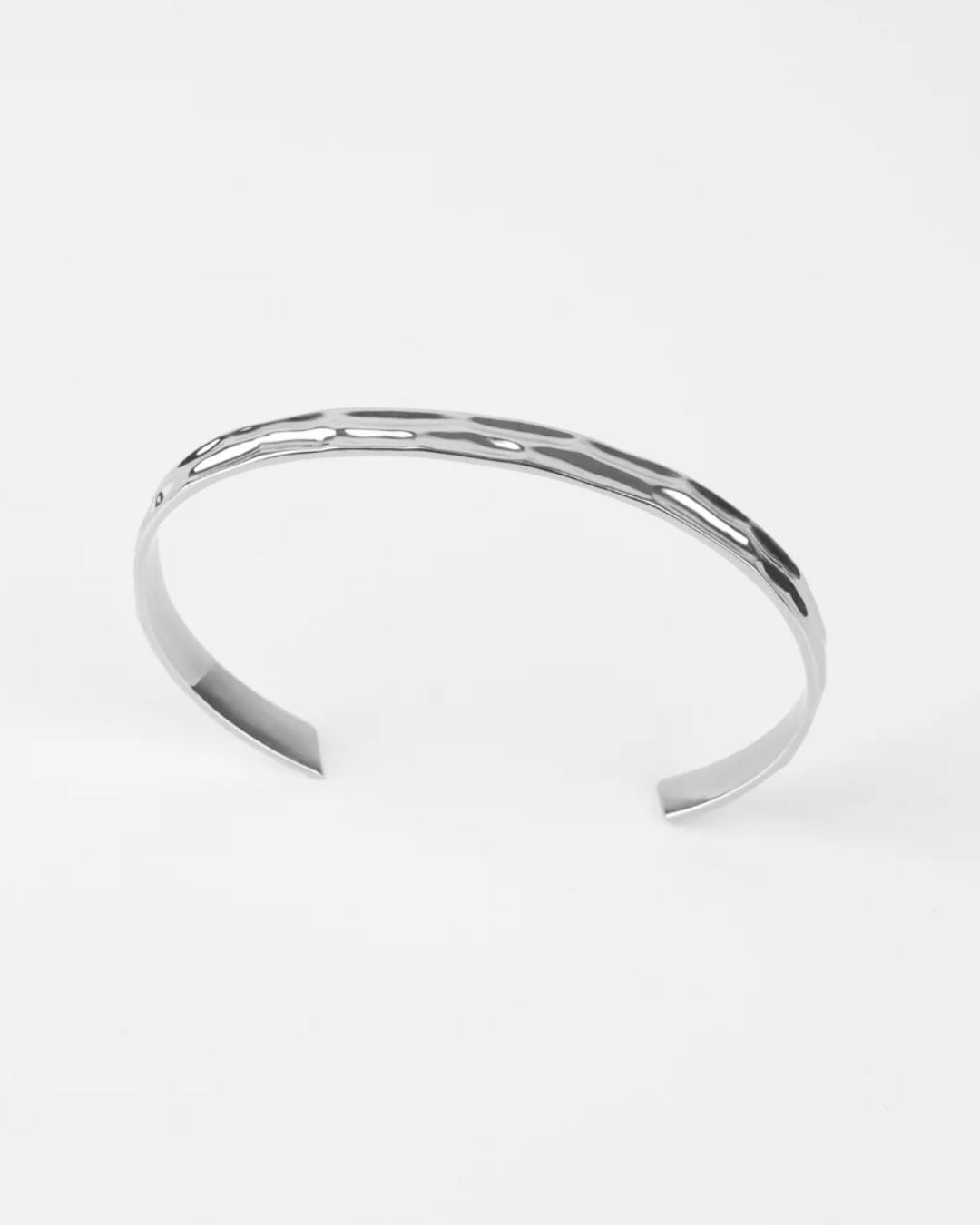 Men’s Wave Open Cuff Bracelet, Silver-Tone Stainless Steel