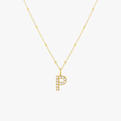 Mother-of-Pearl Initial Necklace, A–Z