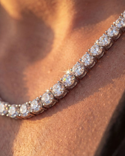 Clear Zircon Tennis Necklace, 4 mm, Silver-Plated, 56 cm