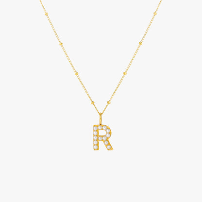 Mother-of-Pearl Initial Necklace, A–Z
