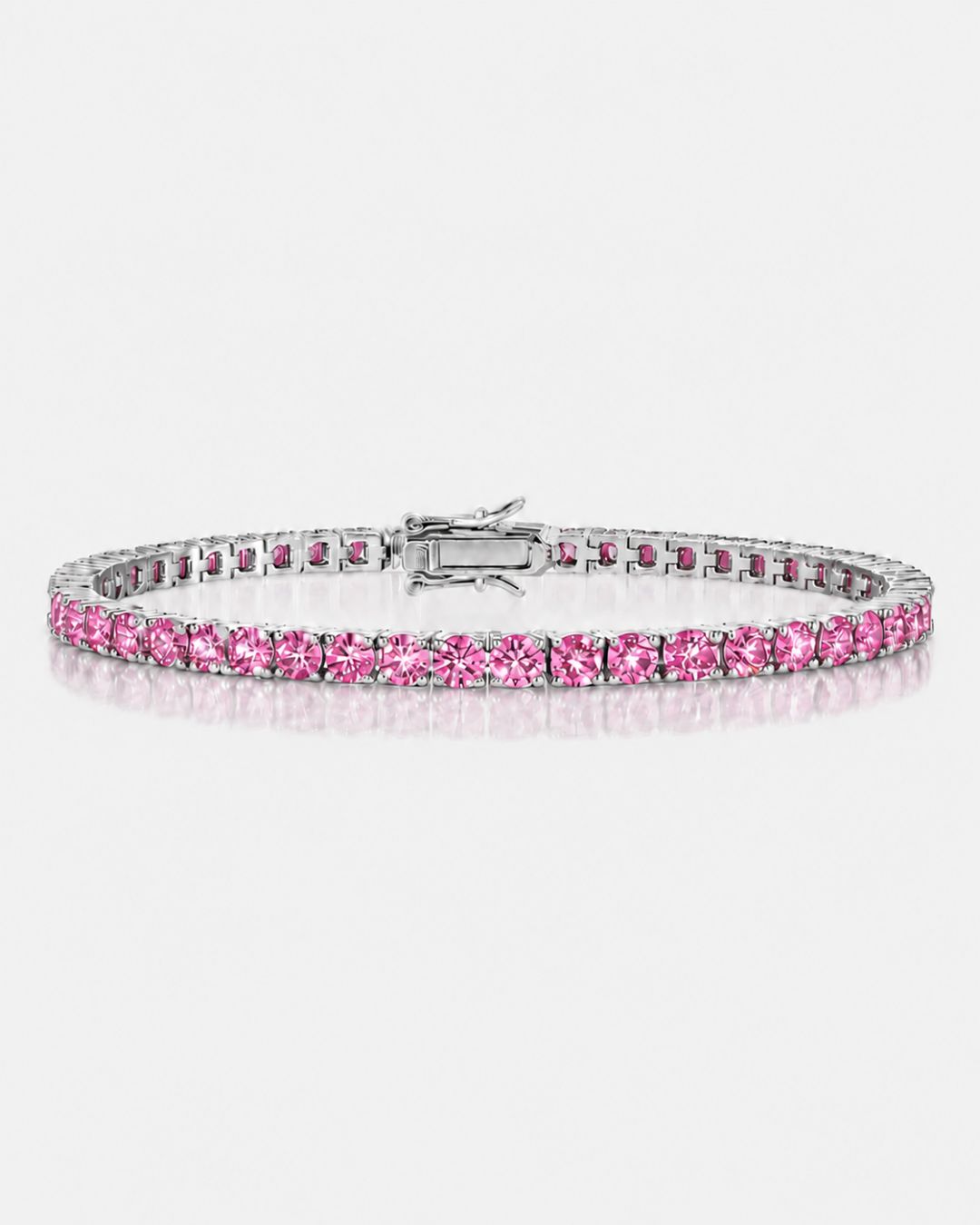 Pink Moissanite Tennis Bracelet, 4 mm, 925 Sterling Silver