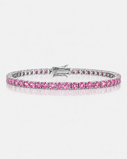 Pink Moissanite Tennis Bracelet, 4 mm, 925 Sterling Silver