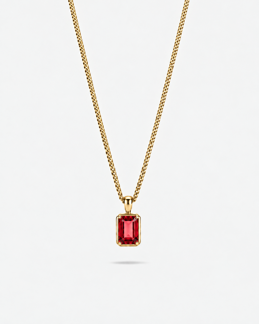 Men’s 2 Carat Lab-Grown Ruby Pendant Necklace, 18K Gold-Plated