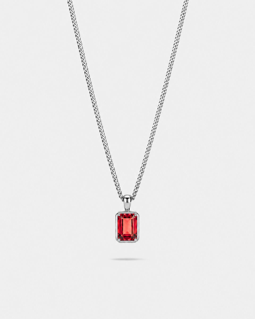 Men’s 2 Carat Lab-Grown Ruby Pendant Necklace, 925 Silver