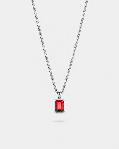 Men’s 2 Carat Lab-Grown Ruby Pendant Necklace, 925 Silver