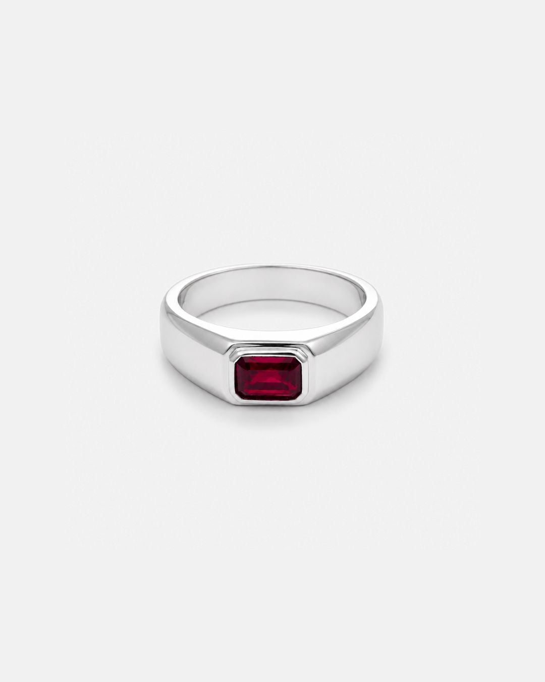 Men’s 1 Carat Lab-Grown Ruby Signet Ring in 925 Sterling Silver