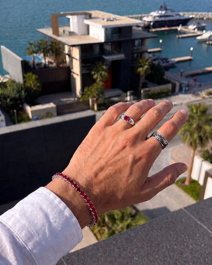 Men’s 1 Carat Lab-Grown Ruby Signet Ring in 925 Sterling Silver