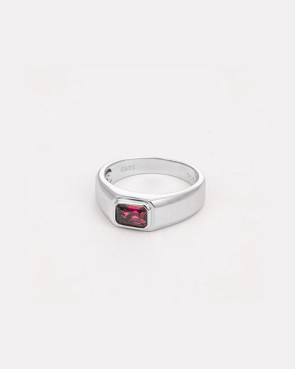 Men’s 1 Carat Lab-Grown Ruby Signet Ring in 925 Sterling Silver