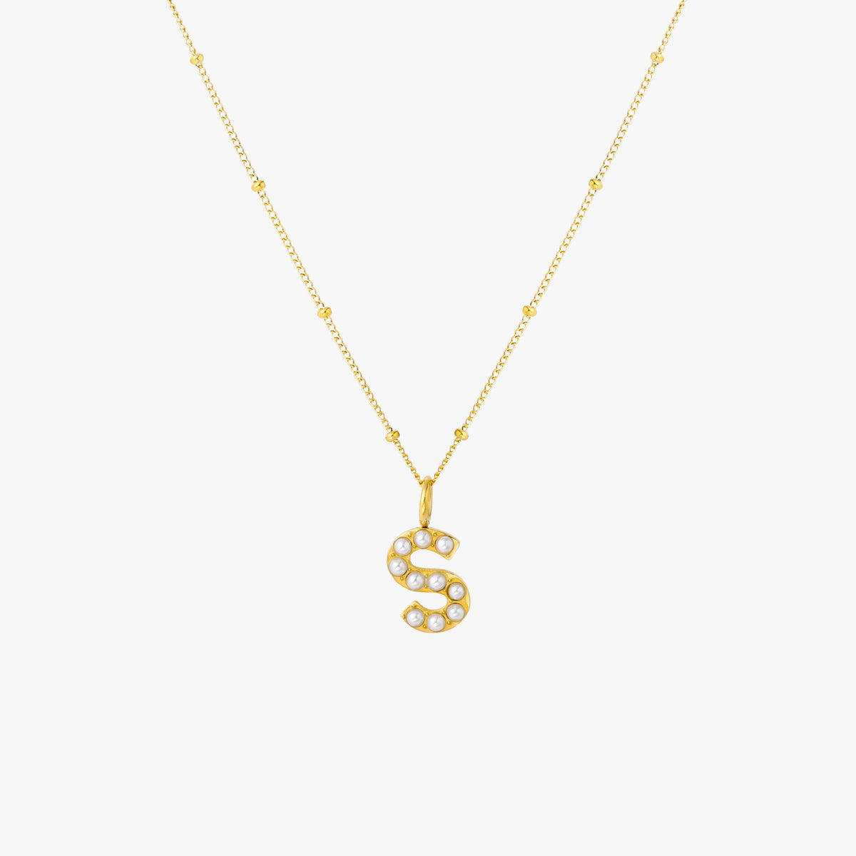 Mother-of-Pearl Initial Necklace, A–Z