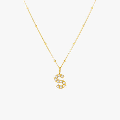 Mother-of-Pearl Initial Necklace, A–Z