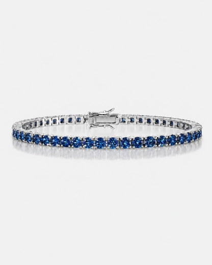Men’s Royal Blue Moissanite Tennis Bracelet, 4 mm, 925 Sterling Silver