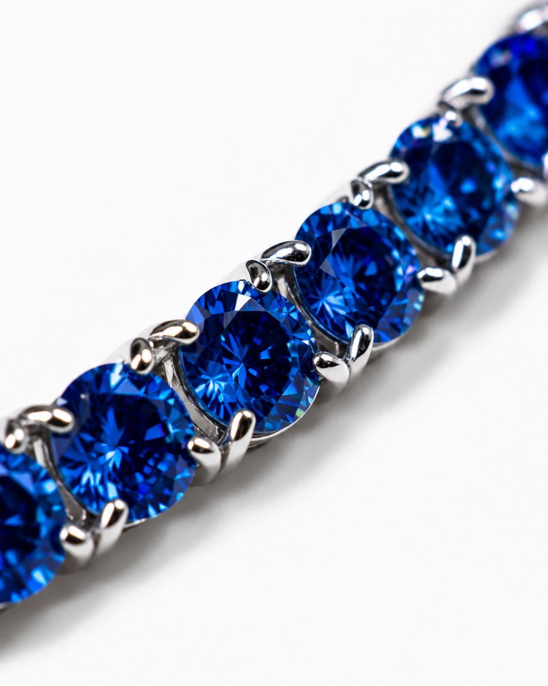 Men’s Royal Blue Moissanite Tennis Bracelet, 4 mm, 925 Sterling Silver