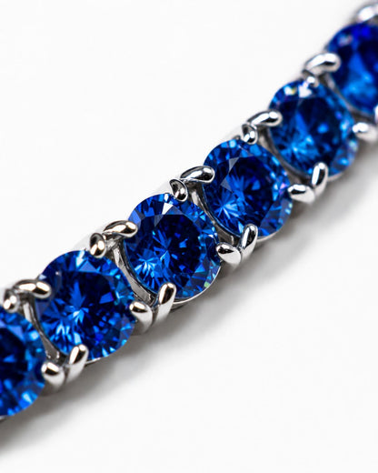 Men’s Royal Blue Moissanite Tennis Bracelet, 4 mm, 925 Sterling Silver