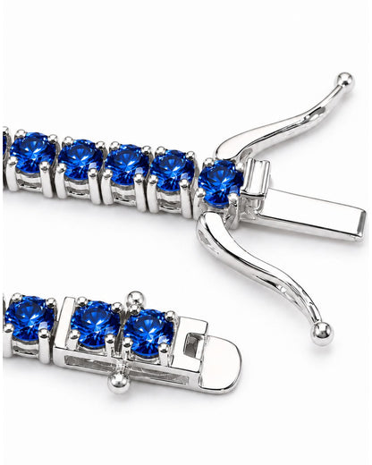 Men’s Royal Blue Moissanite Tennis Bracelet, 4 mm, 925 Sterling Silver