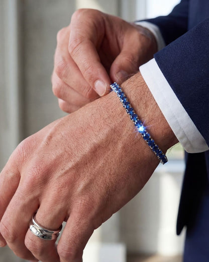Blue Zircon Tennis Bracelet, 4 mm, Silver-Plated — Reserva