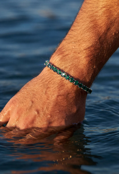 Green Zircon Tennis Bracelet, 4 mm, Silver-Plated — Reserva