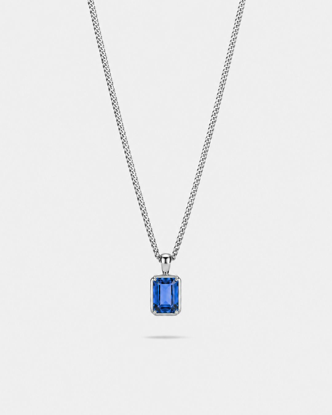 Men’s 2 Carat Lab-Grown Sapphire Pendant Necklace, 925 Silver