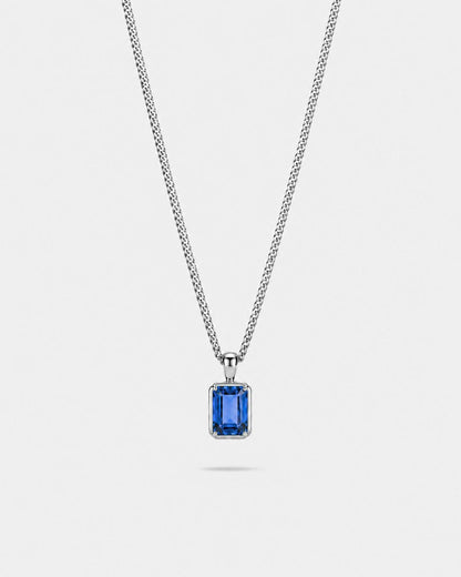 Men’s 2 Carat Lab-Grown Sapphire Pendant Necklace, 925 Silver