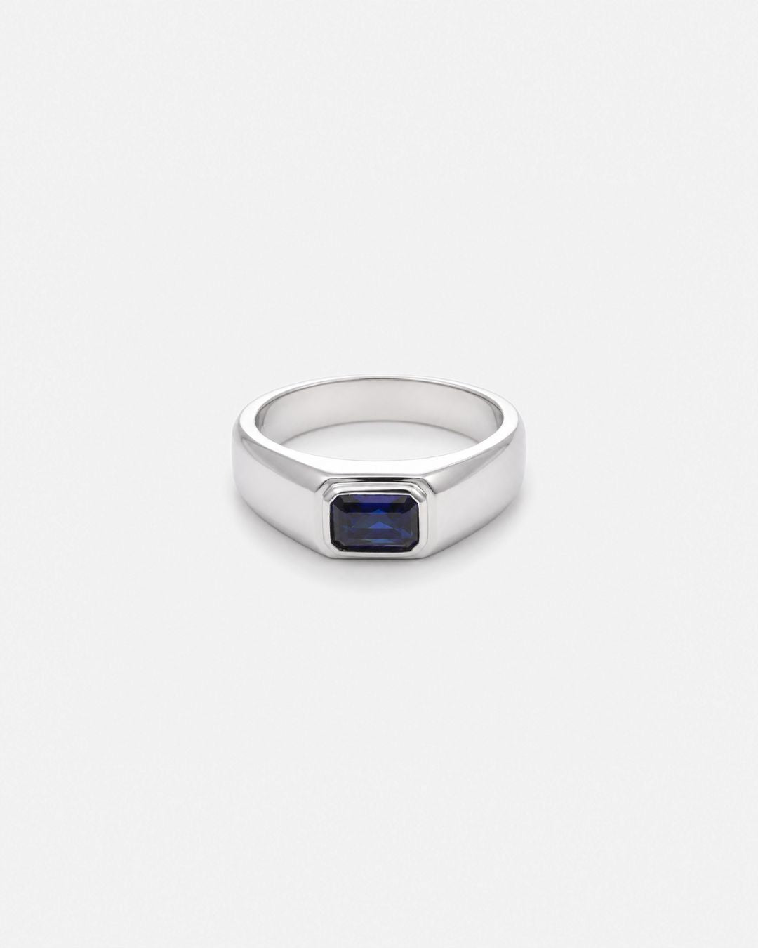Men’s 1 Carat Lab-Grown Sapphire Signet Ring in 925 Sterling Silver