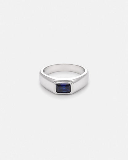 Men’s 1 Carat Lab-Grown Sapphire Signet Ring in 925 Sterling Silver