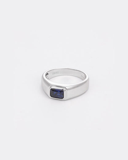 Men’s 1 Carat Lab-Grown Sapphire Signet Ring in 925 Sterling Silver