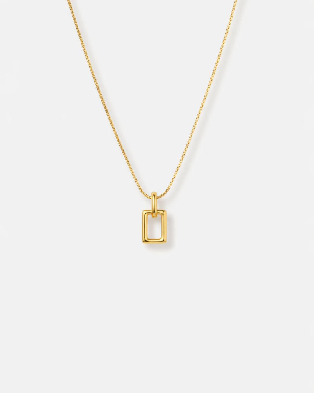 Open Rectangle Pendant Necklace, 18K Gold-Plated — Silhouette