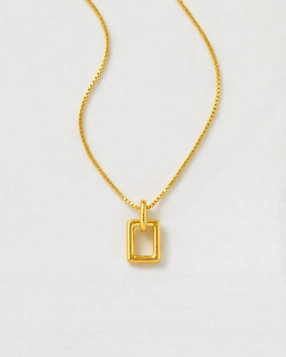 Open Rectangle Pendant Necklace, 18K Gold-Plated — Silhouette